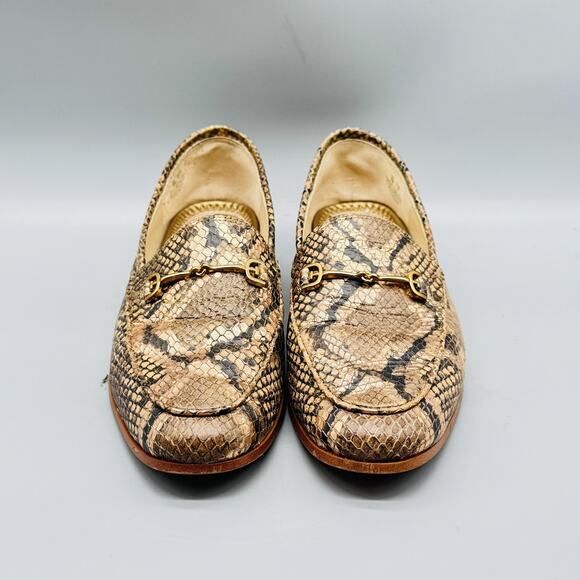 Sam Edelman Shoes Women 7 Brown Leather Loraine Horsebit Loafer Snake Print Flat - Picture 3 of 13